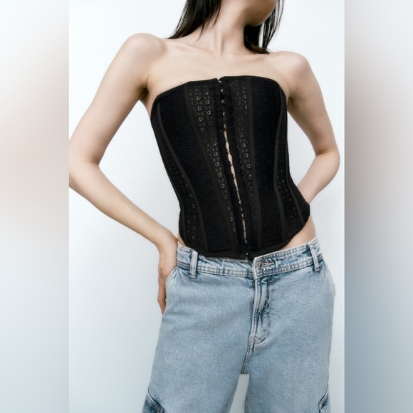 ZARA LACE CORSET STYLE TOP - Picture 4 of 7
